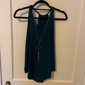 First love jewel tone tank with connected necklace